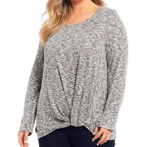 Bobeau plus size marled knit twist front top Sz 1X